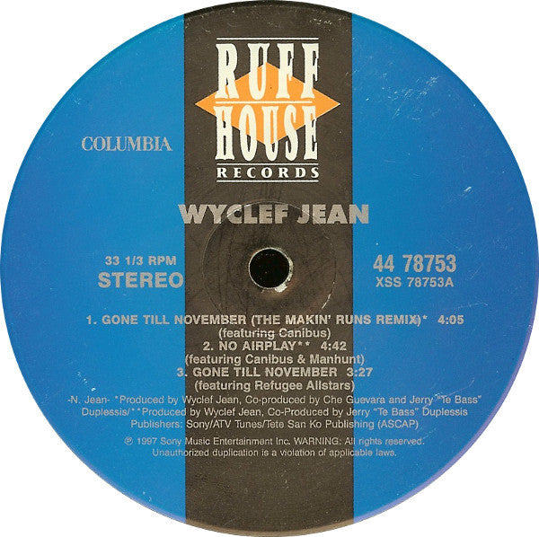 Wyclef Jean : Gone Till November (12")