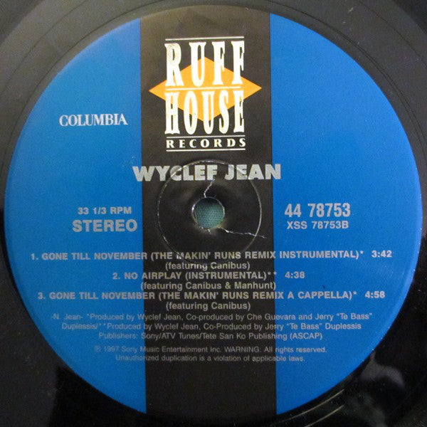 Wyclef Jean : Gone Till November (12")