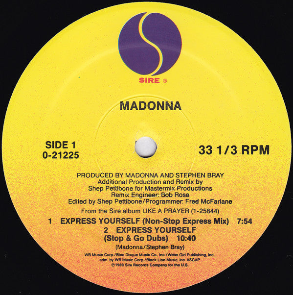 Madonna : Express Yourself (12", Single)