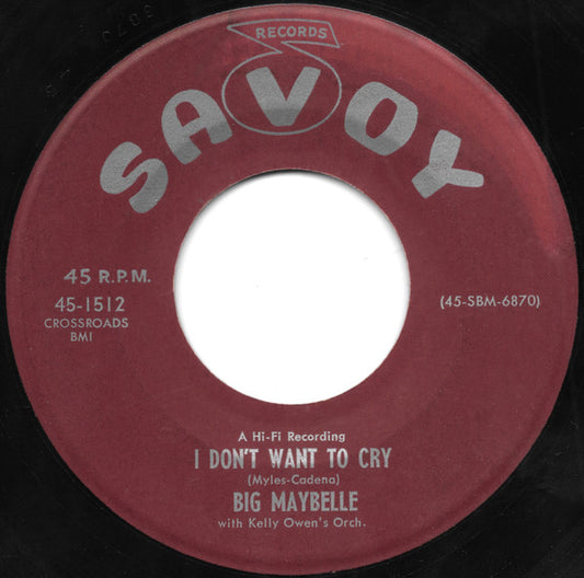 Big Maybelle : All Of Me / I Don't Want To Cry (7", Single)