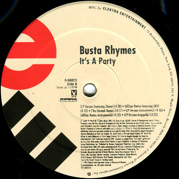 Busta Rhymes : It's A Party (12", Single)