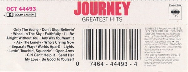 Journey : Greatest Hits (Cass, Comp)