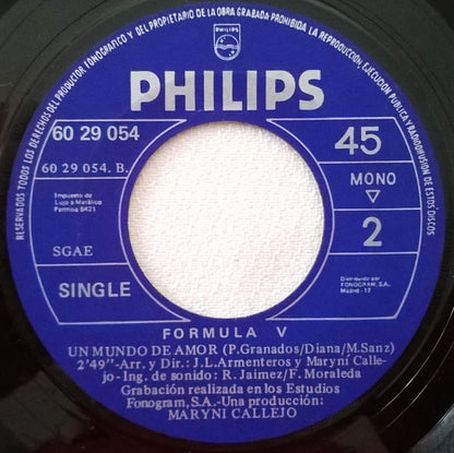 Formula V (2) : Ahora Se Que Me Quieres / Un Mundo De Amor (7", Single)