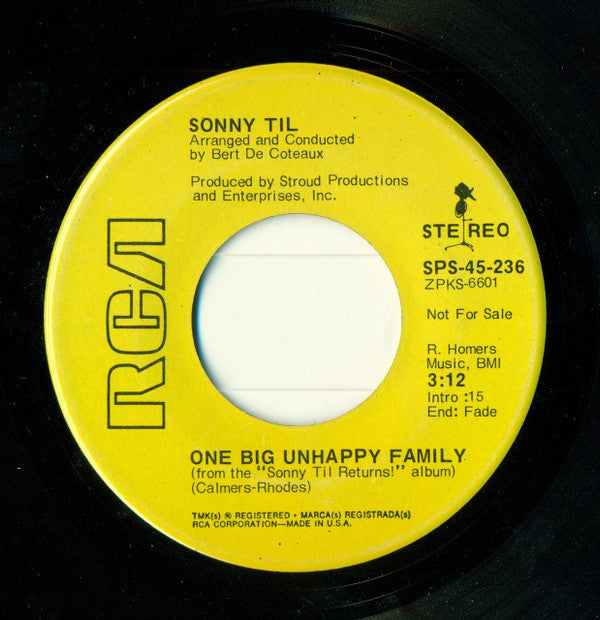 Sonny Til : One Big Unhappy Family (7", Single, Promo)