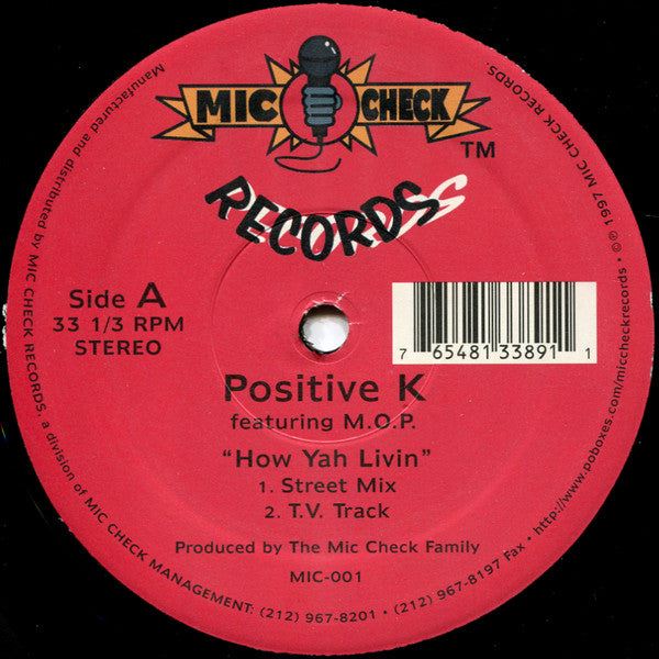 Positive K Featuring M.O.P. : How Yah Livin' (12")