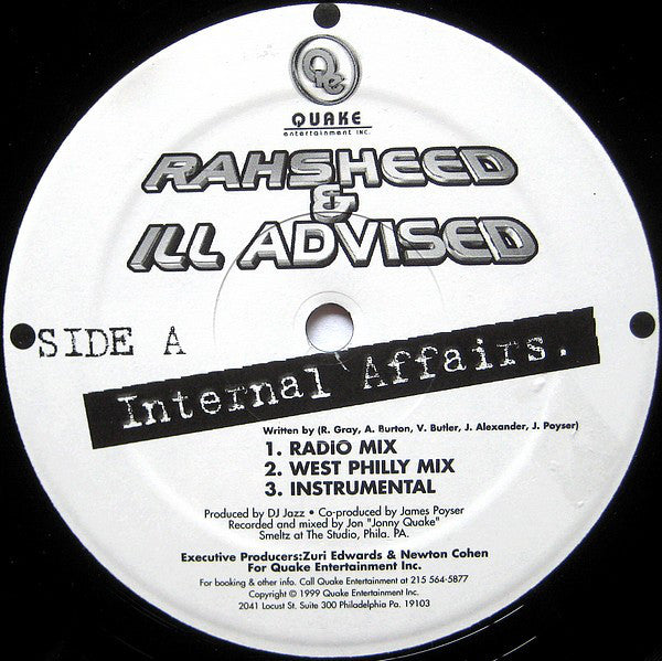 Rahsheed & Ill-Advised : Internal Affairs / 1.9.8.6. (Remix) (12")
