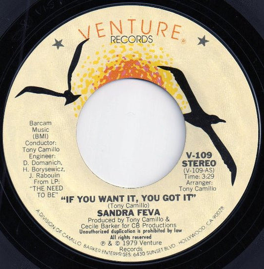 Sandra Feva : If You Want It, You Got It (7")