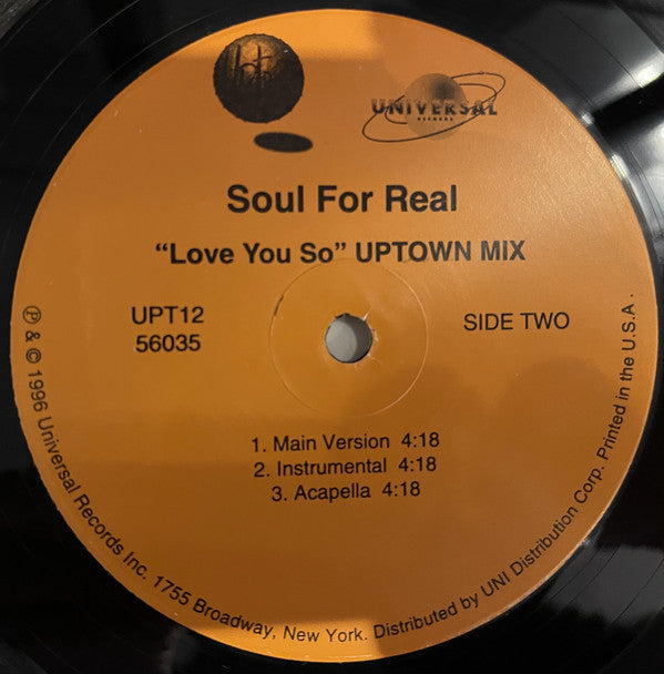 Soul For Real : Love You So (12")