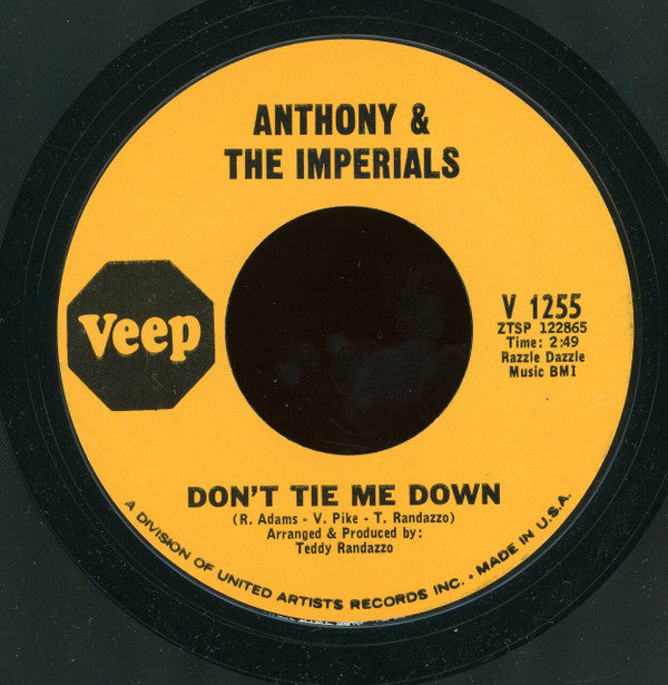 Little Anthony & The Imperials : Don't Tie Me Down (7", Single, Styrene)
