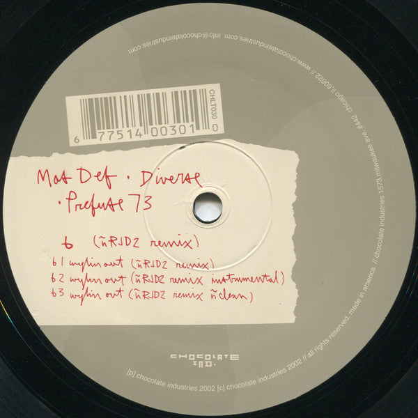 Mos Def • Diverse • Prefuse 73 : Wylin Out (12")