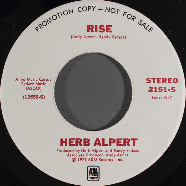 Herb Alpert : Rise (7", Mono, Promo)