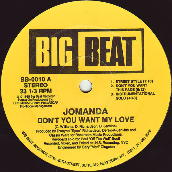 Jomanda : Don't You Want My Love (12")