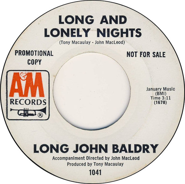 Long John Baldry : It's Too Late Now (7", Single, Promo)