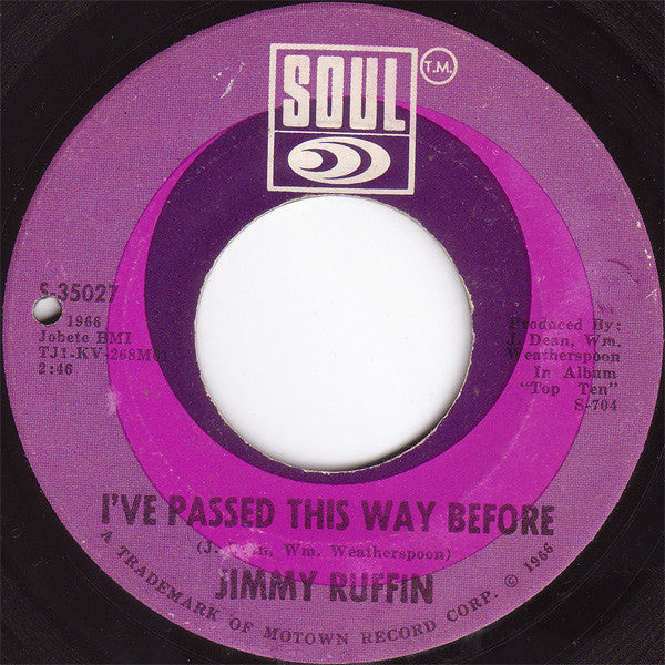 Jimmy Ruffin : I've Passed This Way Before / Tomorrow's Tears (7",45 RPM,Single)