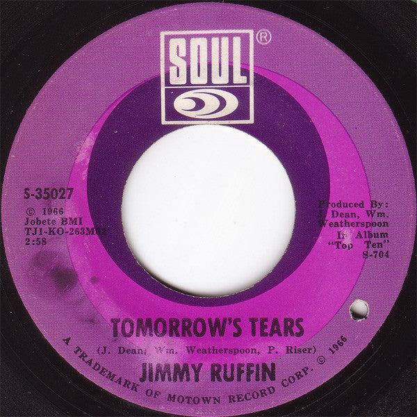 Jimmy Ruffin : I've Passed This Way Before / Tomorrow's Tears (7",45 RPM,Single)