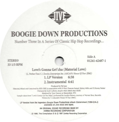 Boogie Down Productions : Love's Gonna Get'cha (Material Love) / The Kenny Parker Show / Ya Know The Rules / 100 Guns (12", Whi)