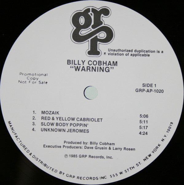 Billy Cobham : Warning (LP, Album, Promo)