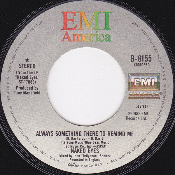 Naked Eyes : Always Something There To Remind Me (7", Jac)