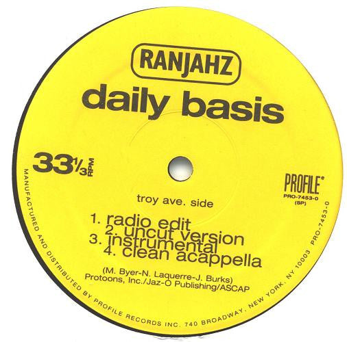 Da Ranjahz : Daily Basis / Street Life (12", Single)
