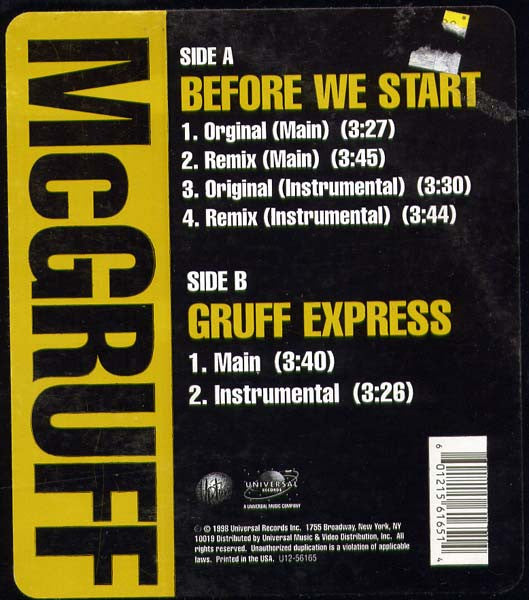 Herb McGruff : Before We Start (12")