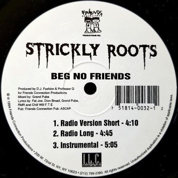 Strickly Roots : Beg No Friends (12", RP)
