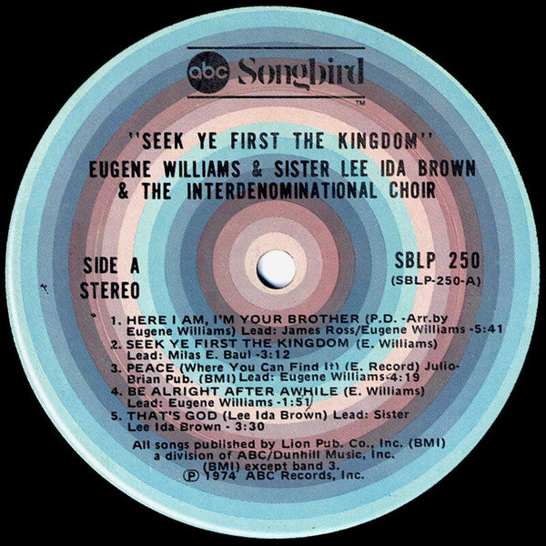 Eugene Williams (4) & Lee Ida Brown And Houston Interdenominational Choir : Seek Ye First The Kingdom (LP, Album)