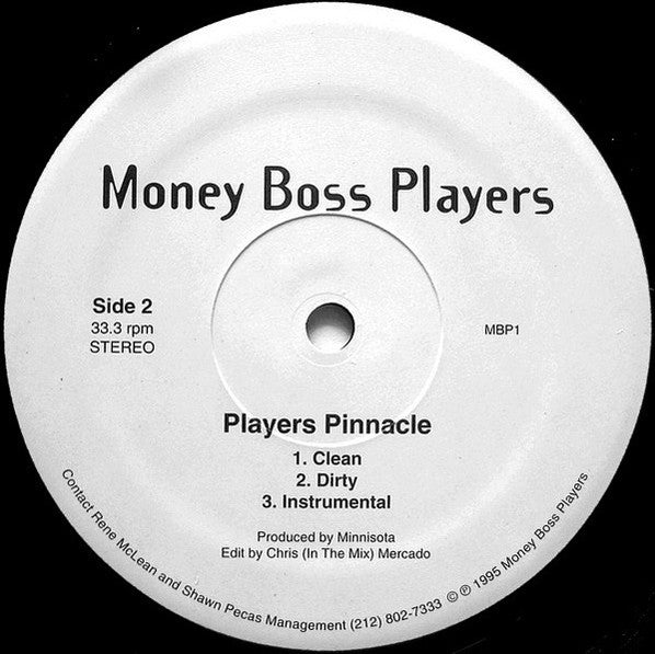Money Boss Players : Killed In The Crap Game / Players Pinnacle (12")