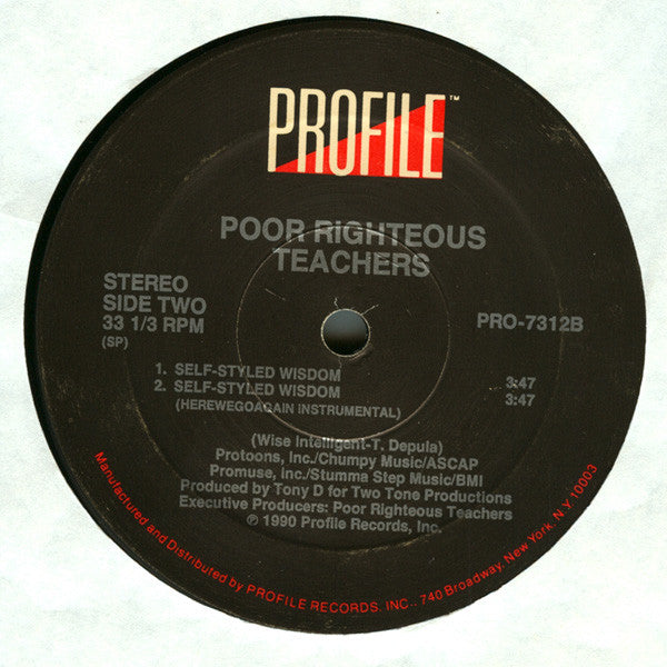 Poor Righteous Teachers : Holy Intellect / Self-Styled Wisdom (12", Single)