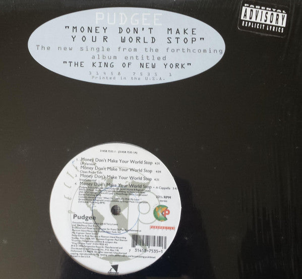 Pudgee Tha Phat Bastard : Money Don't Make Your World Stop (12", Single)