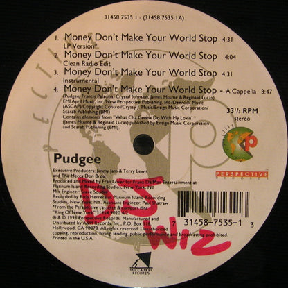 Pudgee Tha Phat Bastard : Money Don't Make Your World Stop (12", Single)