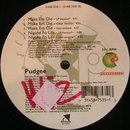 Pudgee Tha Phat Bastard : Money Don't Make Your World Stop (12", Single)
