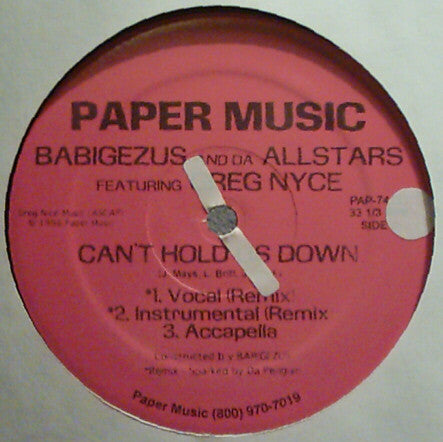 Babigezus And Da Allstars : Can't Hold Us Down (12")