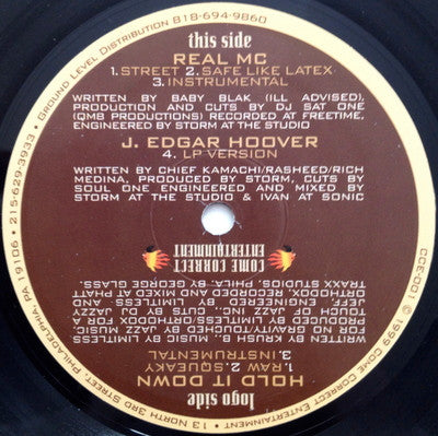 Baby Blak / Chief Kamachi / Krush B* : Real MC / J. Edgar Hoover / Hold It Down (12")